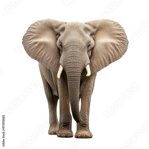 Majestic elephant standing proudly, showcasing its large ears and tusks. A stunning representation of wildlife and nature's beauty.