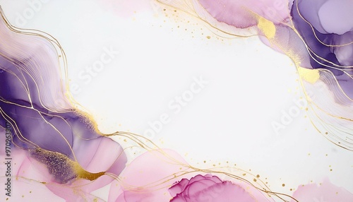淡いパステルピンクとパープルのアルコールインクアートのフレーム背景