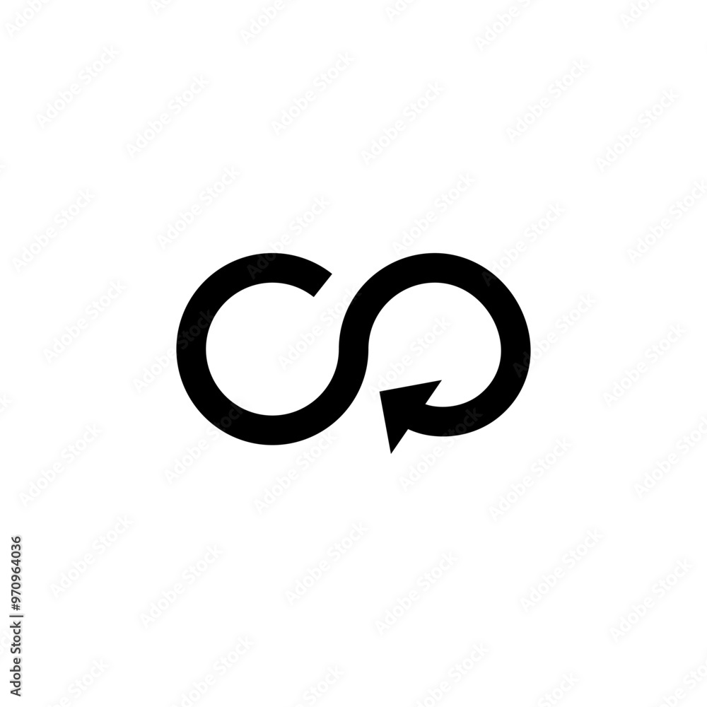 Infinity icon vector. Arrow in an infinity sign shape. Infinity icon vector. Arrow in an infinity sign shape.