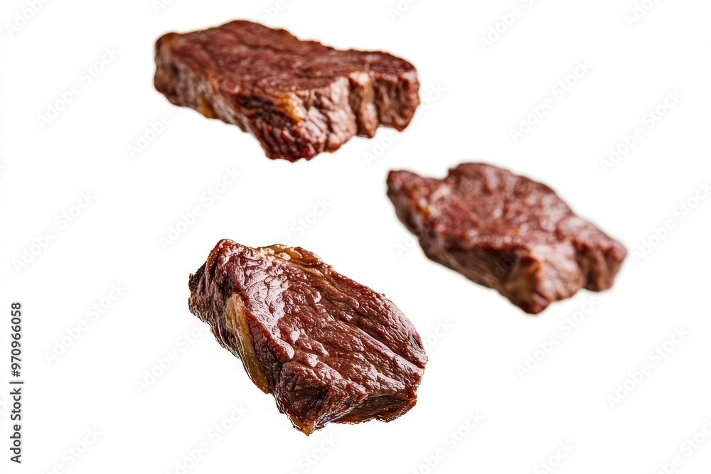 A piece of meat is shown in a white background, generative ai image A piece of meat is shown in a white background, generative ai image