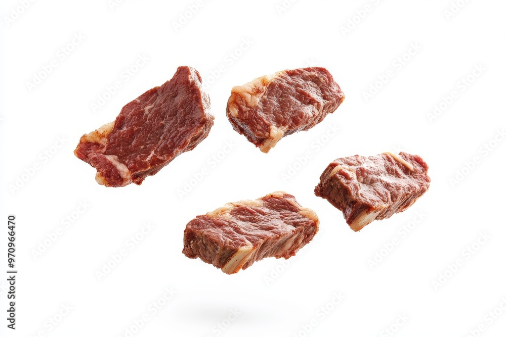 A piece of meat is shown in a white background, generative ai image A piece of meat is shown in a white background, generative ai image
