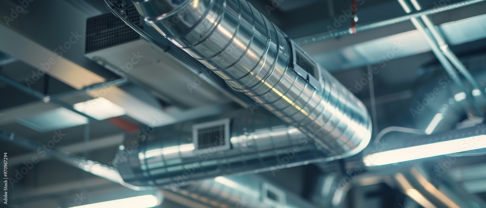 custom made wallpaper toronto digitalA network of metallic ventilation ducts criss-crosses the ceiling of an industrial space, showcasing a modern engineering marvel.