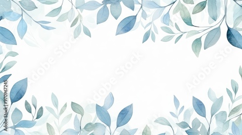 Frame Background. Watercolor Foliage with Copy Space for Text, Design photo