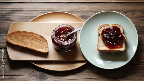 Wallpaper Mural Fruit jam on a homemade slice of bread, simple and delicious breakfast. Torontodigital.ca