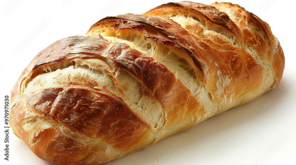 An isolated bread is presented on a clean and pure white background. The bread has a golden - brown crust that gives it an inviting look. There might be some visible texture on the surface, perhaps fr An isolated bread is presented on a clean and pure white background. The bread has a golden - brown crust that gives it an inviting look. There might be some visible texture on the surface, perhaps fr