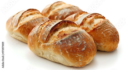 An isolated bread is presented on a clean and pure white background. The bread has a golden - brown crust that gives it an inviting look. There might be some visible texture on the surface, perhaps fr