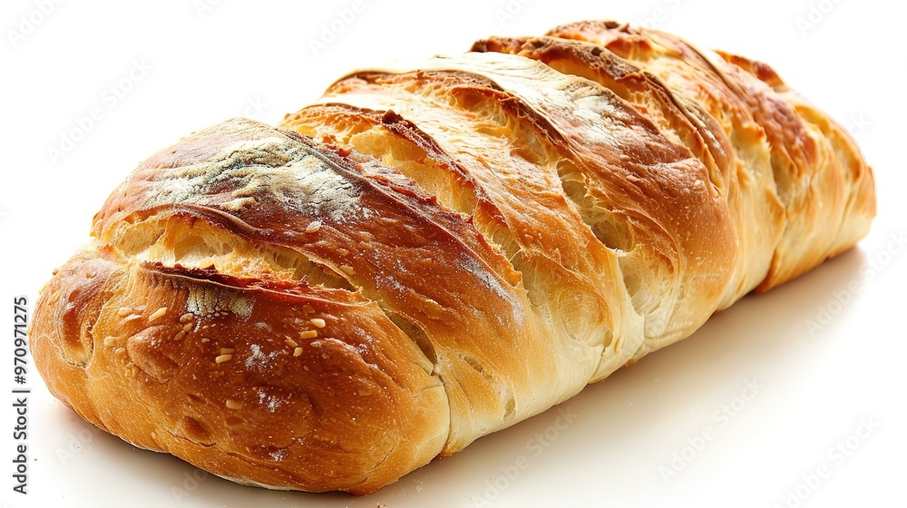 An isolated bread is presented on a clean and pure white background. The bread has a golden - brown crust that gives it an inviting look. There might be some visible texture on the surface, perhaps fr An isolated bread is presented on a clean and pure white background. The bread has a golden - brown crust that gives it an inviting look. There might be some visible texture on the surface, perhaps fr