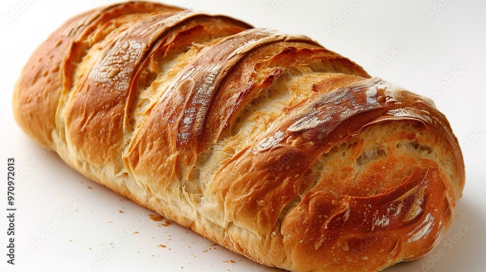 An isolated bread is presented on a clean and pure white background. The bread has a golden - brown crust that gives it an inviting look. There might be some visible texture on the surface, perhaps fr An isolated bread is presented on a clean and pure white background. The bread has a golden - brown crust that gives it an inviting look. There might be some visible texture on the surface, perhaps fr