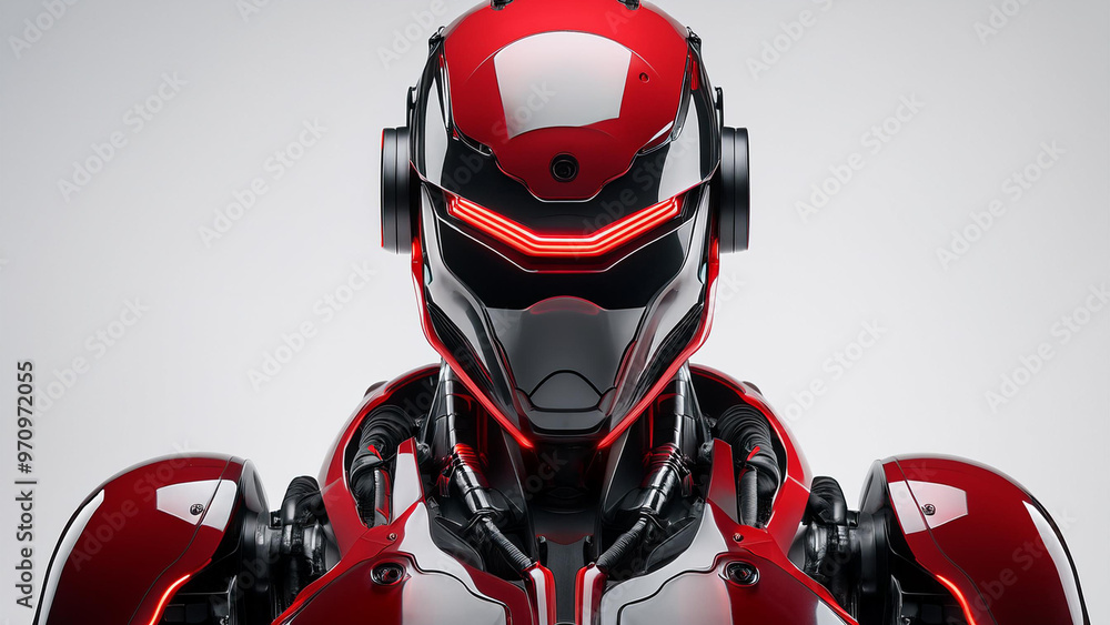 red robot of the future on a white backgroundet red robot of the future on a white backgroundet
