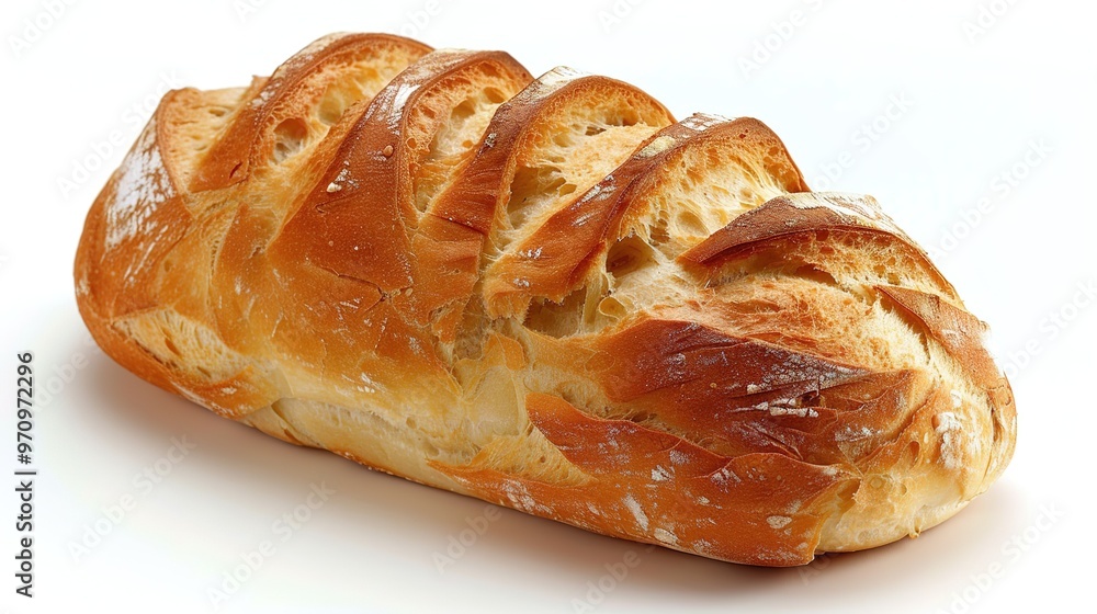 An isolated bread is presented on a clean and pure white background. The bread has a golden - brown crust that gives it an inviting look. There might be some visible texture on the surface, perhaps fr An isolated bread is presented on a clean and pure white background. The bread has a golden - brown crust that gives it an inviting look. There might be some visible texture on the surface, perhaps fr