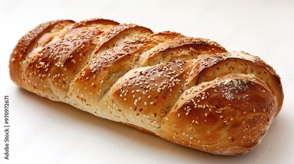 An isolated bread is presented on a clean and pure white background. The bread has a golden - brown crust that gives it an inviting look. There might be some visible texture on the surface, perhaps fr An isolated bread is presented on a clean and pure white background. The bread has a golden - brown crust that gives it an inviting look. There might be some visible texture on the surface, perhaps fr