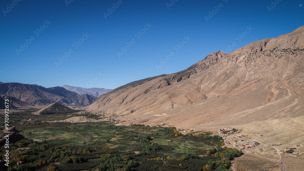 The landscape of Ait Bouguemez Valley in Morocco The landscape of Ait Bouguemez Valley in Morocco