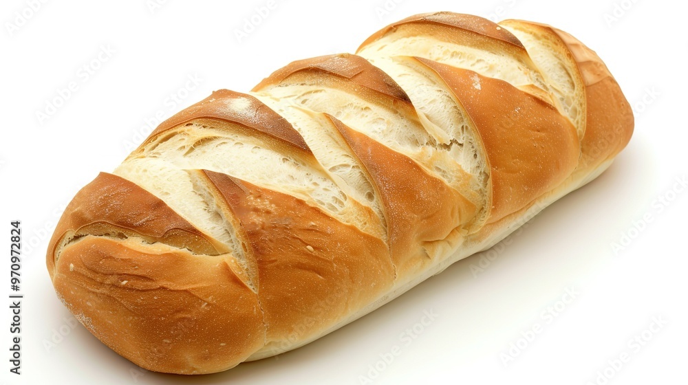 An isolated bread is presented on a clean and pure white background. The bread has a golden - brown crust that gives it an inviting look. There might be some visible texture on the surface, perhaps fr An isolated bread is presented on a clean and pure white background. The bread has a golden - brown crust that gives it an inviting look. There might be some visible texture on the surface, perhaps fr