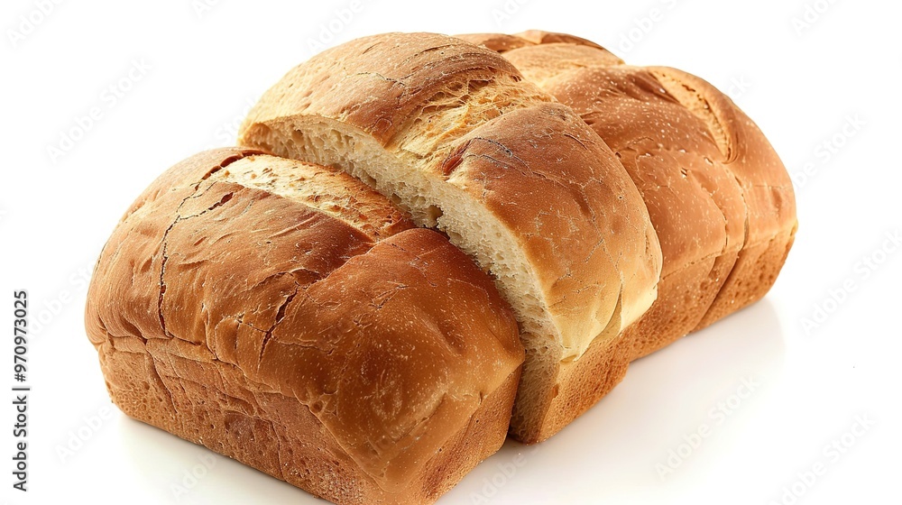 An isolated bread is presented on a clean and pure white background. The bread has a golden - brown crust that gives it an inviting look. There might be some visible texture on the surface, perhaps fr An isolated bread is presented on a clean and pure white background. The bread has a golden - brown crust that gives it an inviting look. There might be some visible texture on the surface, perhaps fr