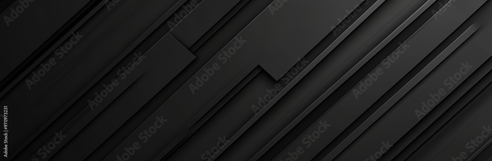 Obraz premium Abstract black technology background. Empty geometric 3d dark black background pattern design. 