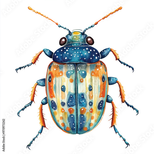 Wallpaper Mural cute Beetle watercolor clipart illustration isolated Torontodigital.ca