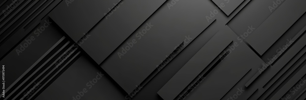 Abstract black technology background. Empty geometric 3d dark black background pattern design. 