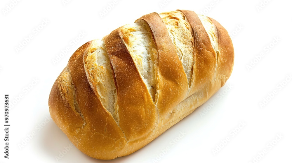 An isolated bread is presented on a clean and pure white background. The bread has a golden - brown crust that gives it an inviting look. There might be some visible texture on the surface, perhaps fr An isolated bread is presented on a clean and pure white background. The bread has a golden - brown crust that gives it an inviting look. There might be some visible texture on the surface, perhaps fr