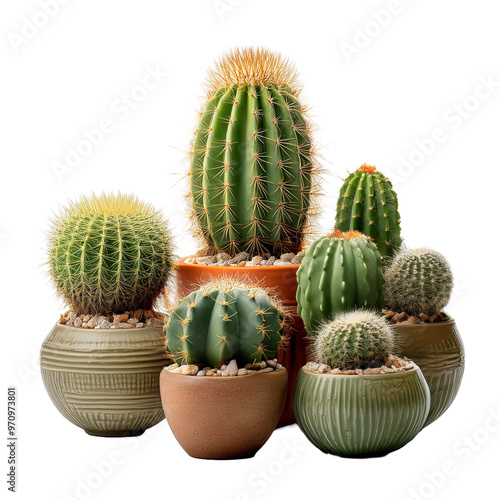  Natural Touch with Mini Cactus, Isolated on White Background