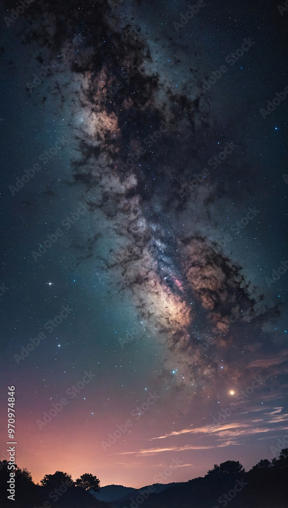 Fototapeta premium A dreamy night sky filled with glowing stars