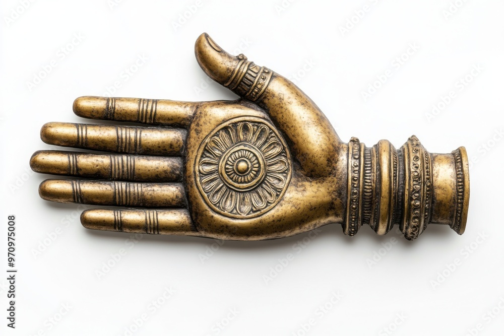 Jain Hand Symbol with Wheel Emblem Jain Hand Symbol with Wheel Emblem