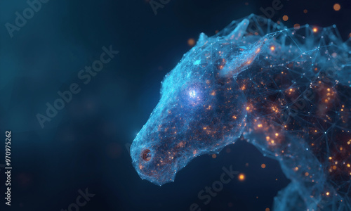 Futuristic Machine Learning and AI Concept with Low Poly Wireframe Light Connection Structure