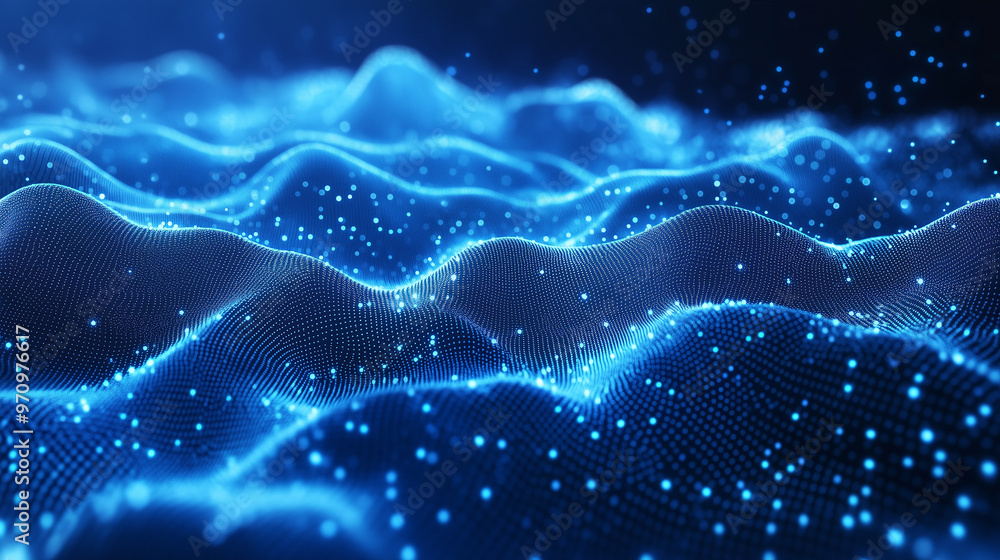 Futuristic Digital Mesh and Polygonal Network in a Cyberspace Landscape Futuristic Digital Mesh and Polygonal Network in a Cyberspace Landscape