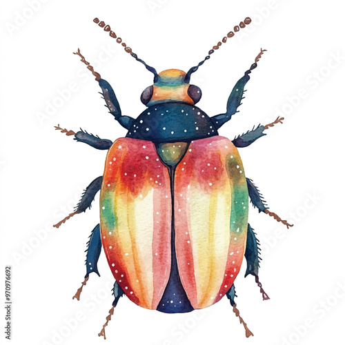 cute Beetle watercolor clipart illustration isolated