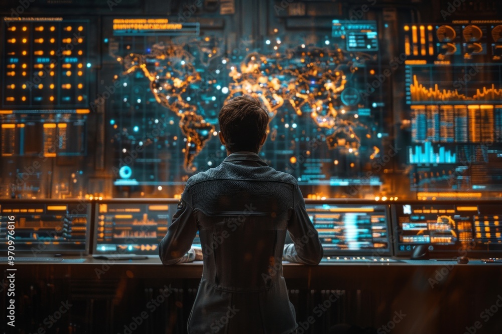 assistant reviewing bankruptcy options, virtual assistant assessing financial options, futuristic office with holographic displays, AI Generative assistant reviewing bankruptcy options, virtual assistant assessing financial options, futuristic office with holographic displays, AI Generative