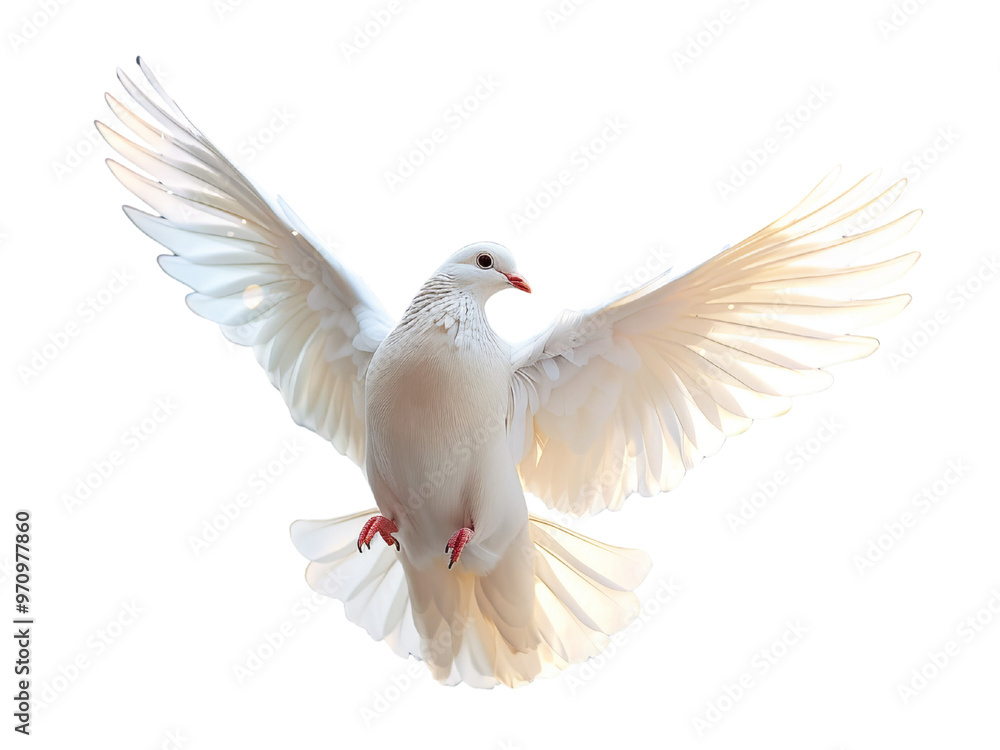 Realistic white dove image on transparent background. Ai generated. Realistic white dove image on transparent background. Ai generated.