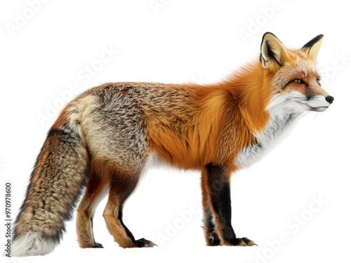 Realistic Fox image on transparent background. Ai generated.