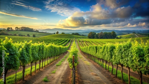 Wallpaper Mural Vineyards with lush grape vines stretching across the landscape, wine, grapes, winemaking, agriculture, scenic Torontodigital.ca