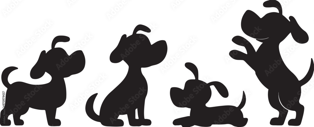 dogs in different poses silhouette design vector art illustration dogs in different poses silhouette design vector art illustration