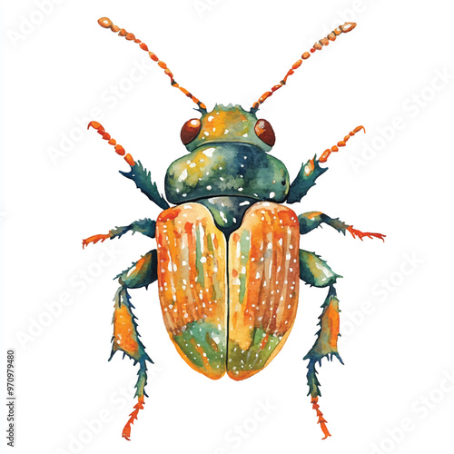 Wallpaper Mural cute Beetle watercolor clipart illustration isolated Torontodigital.ca