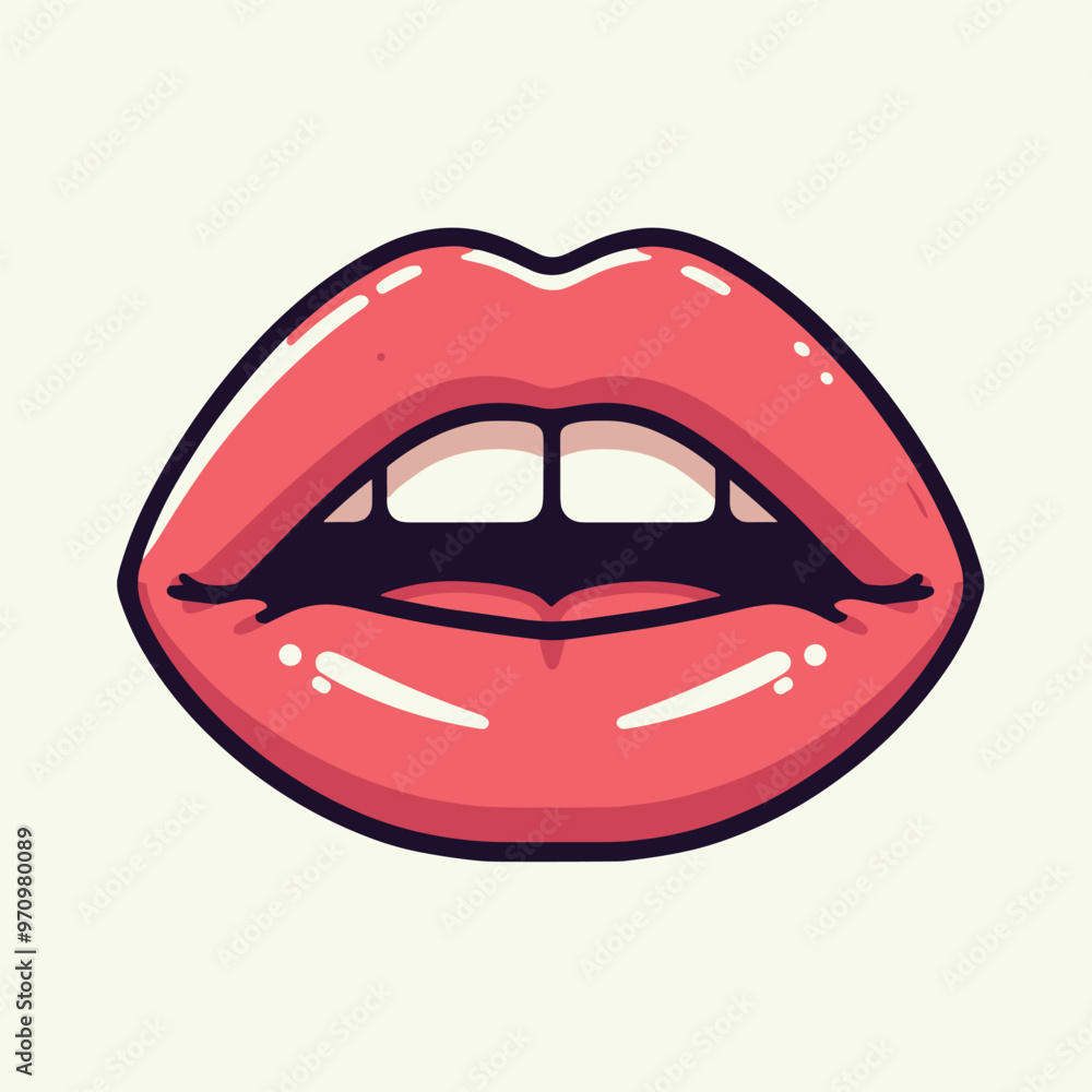 Cartoon red lips illustration with tongue out vector art Cartoon red lips illustration with tongue out vector art