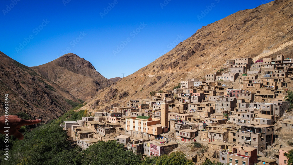 The landscape of Imlil Valley in Morocco The landscape of Imlil Valley in Morocco