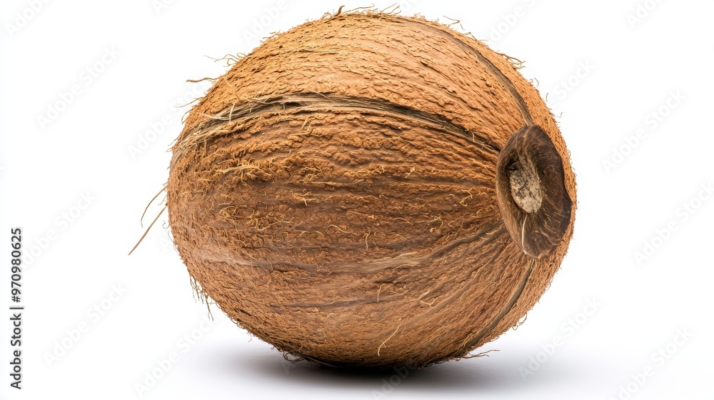 Coconut fruit closeup view isolated over white background Coconut fruit closeup view isolated over white background