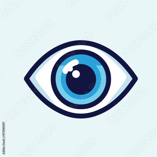 Blue eye icon  symbol of vision, surveillance, and awareness
