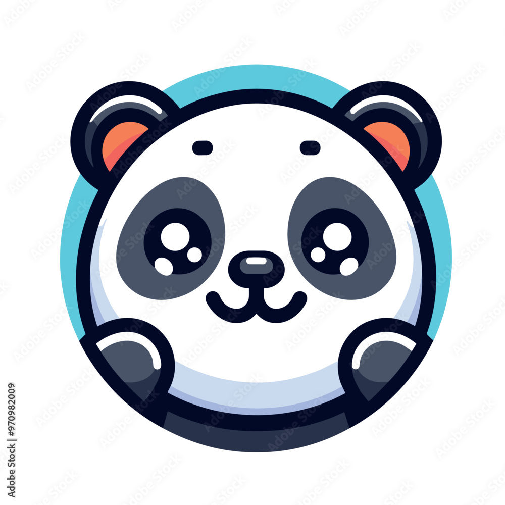 Cute cartoon panda vector illustration with big eyes and round face Cute cartoon panda vector illustration with big eyes and round face