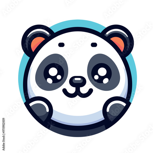 Cute cartoon panda vector illustration with big eyes and round face