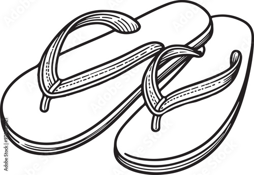 A flip-flop sandal lineart illustration