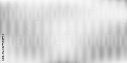 Blurred soft Glass ribbed gray striped background window overlay. Metal silver polycarbonate sheet effect. Abstract vertical gradient texture empty banner