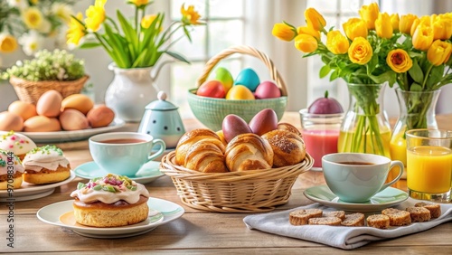 Wallpaper Mural Festively set Easter breakfast table with eggs, pastries and decorations , Easter, Ostern, Osterfr?hst?ck, festlich Torontodigital.ca