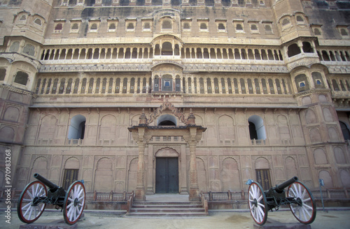 the Junagarh Fort in the Town of Bikaner in the Desert Thar in the Province of Rajasthan in India. India, Bikaner, January, 1998