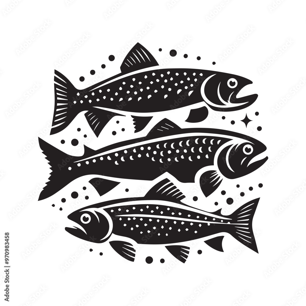 Creative Set Of A Fish Vector Design. Creative Set Of A Fish Vector Design.