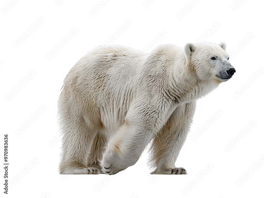 Fototapeta premium Realistic polar bear image on transparent background. Ai generated.