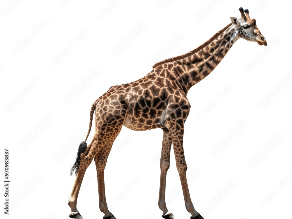 Realistic giraffe image on transparent background. Ai generated. Realistic giraffe image on transparent background. Ai generated.