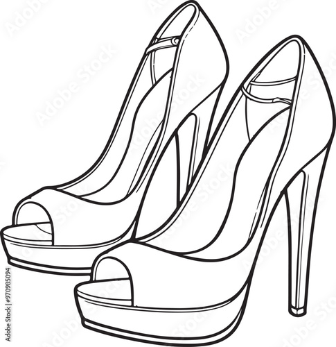 A high heel lineart illustration