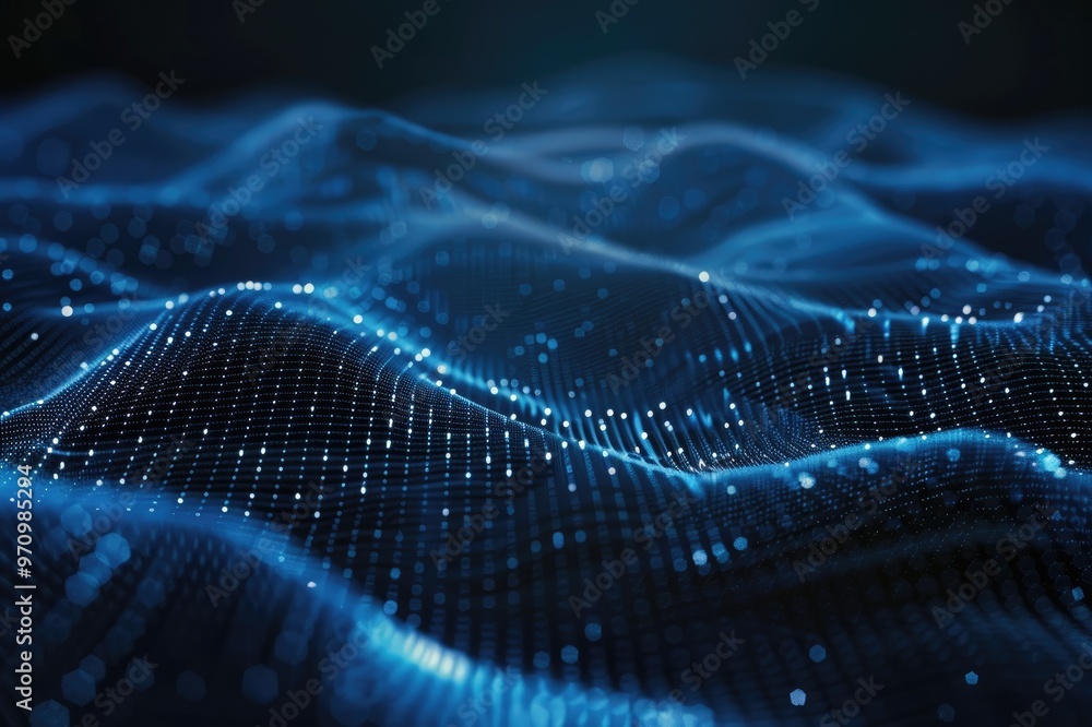 3D abstract dark blue background with dots pattern vector design, technology theme, dimensional dotted flow in perspective, big data, nanotechnology. 3D abstract dark blue background with dots pattern vector design, technology theme, dimensional dotted flow in perspective, big data, nanotechnology.