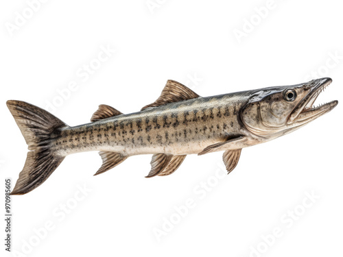 Realistic fish image on transparent background. Ai generated.